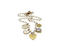Load image into Gallery viewer, Gold & White Heart Multi Charm Necklace