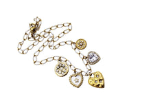 Load image into Gallery viewer, Gold & White Heart Multi Charm Necklace