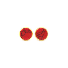 Load image into Gallery viewer, Red Faux Marble Gold Stud Earrings