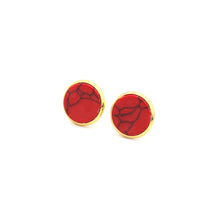 Load image into Gallery viewer, Red Faux Marble Gold Stud Earrings