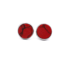 Load image into Gallery viewer, Red Faux Marble Stainless Steel Stud Earrings