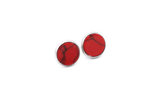 Load image into Gallery viewer, Red Faux Marble Stainless Steel Stud Earrings