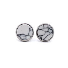 Load image into Gallery viewer, White Faux Marble Stud Earrings