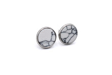 Load image into Gallery viewer, White Faux Marble Stud Earrings