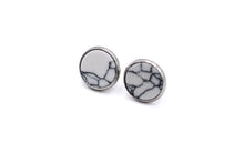 Load image into Gallery viewer, White Faux Marble Stud Earrings