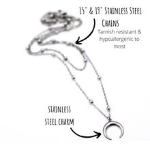 Load image into Gallery viewer, Silver Crescent Double Layer Necklace
