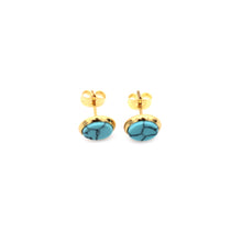 Load image into Gallery viewer, Turquoise Faux Marble Gold Stud Earrings