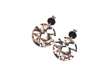 Load image into Gallery viewer, Brown Leopard Acetate Circle Dangle Earrings