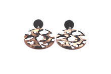 Load image into Gallery viewer, Brown Leopard Acetate Circle Dangle Earrings