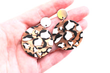 Load image into Gallery viewer, Brown Leopard Acetate Circle Dangle Earrings