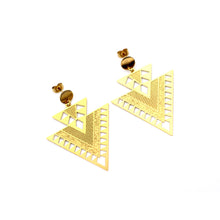 Load image into Gallery viewer, Gold Aztec Filigree Dangle Earrings
