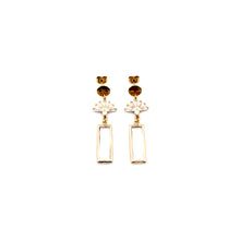 Load image into Gallery viewer, Gold Art Deco Rhinestone Dangle Earrings