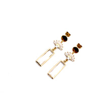Load image into Gallery viewer, Gold Art Deco Rhinestone Dangle Earrings