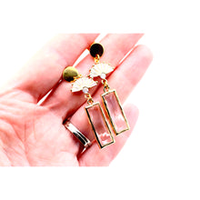Load image into Gallery viewer, Gold Art Deco Rhinestone Dangle Earrings