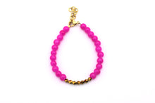 Load image into Gallery viewer, Hot Pink & Gold Beaded Bracelet