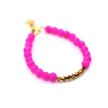 Load image into Gallery viewer, Hot Pink & Gold Beaded Bracelet