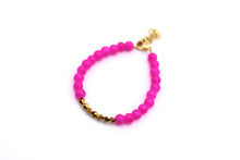 Load image into Gallery viewer, Hot Pink & Gold Beaded Bracelet