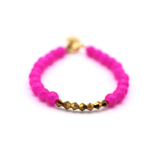 Load image into Gallery viewer, Hot Pink & Gold Beaded Bracelet