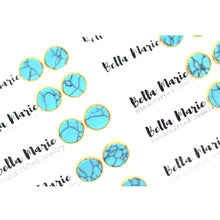 Load image into Gallery viewer, Turquoise Faux Marble Gold Stud Earrings