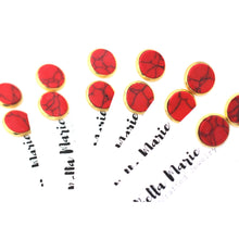 Load image into Gallery viewer, Red Faux Marble Gold Stud Earrings