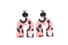 Load image into Gallery viewer, Pink Leopard Acetate U Dangle Earrings