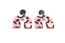 Load image into Gallery viewer, Pink Leopard Acetate U Dangle Earrings