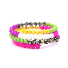 Load image into Gallery viewer, Pink, Lime, Yellow, Purple Beaded Wrap Bracelet