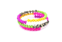 Load image into Gallery viewer, Pink, Lime, Yellow, Purple Beaded Wrap Bracelet