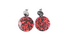 Load image into Gallery viewer, Red & Black Resin Circle Dangle Earrings