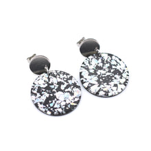 Load image into Gallery viewer, Silver Holographic Dangle Earrings