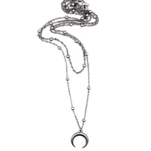 Load image into Gallery viewer, Silver Crescent Double Layer Necklace