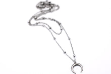 Load image into Gallery viewer, Silver Crescent Double Layer Necklace