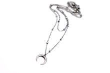 Load image into Gallery viewer, Silver Crescent Double Layer Necklace
