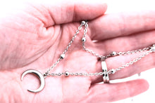 Load image into Gallery viewer, Silver Crescent Double Layer Necklace