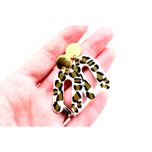 Load image into Gallery viewer, White Leopard U Acrylic Dangle Earrings