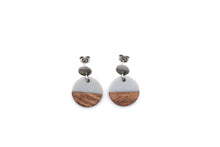 Load image into Gallery viewer, Gray Wood Dangle Earrings