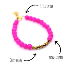 Load image into Gallery viewer, Hot Pink & Gold Beaded Bracelet