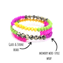 Load image into Gallery viewer, Pink, Lime, Yellow, Purple Beaded Wrap Bracelet
