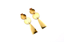 Load image into Gallery viewer, Gold Double Circle Triangle Earrings