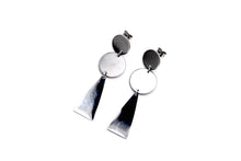 Load image into Gallery viewer, Silver Double Circle Triangle Earrings