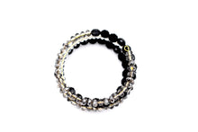 Load image into Gallery viewer, Black & Gray Beaded Wrap Bracelet