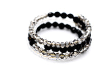 Load image into Gallery viewer, Black & Gray Beaded Wrap Bracelet