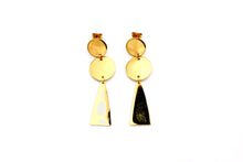 Load image into Gallery viewer, Gold Double Circle Triangle Earrings