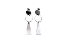 Load image into Gallery viewer, Silver Double Circle Triangle Earrings