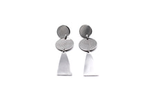Load image into Gallery viewer, Silver Double Circle Triangle Earrings