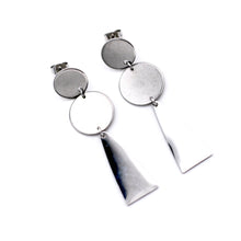 Load image into Gallery viewer, Silver Double Circle Triangle Earrings