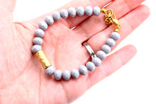 Load image into Gallery viewer, Gray & Gold Textured Bead Bracelet