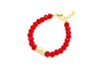 Load image into Gallery viewer, Red & Gold Textured Bead Bracelet