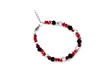 Load image into Gallery viewer, Red, Green & Silver Beaded Bracelet