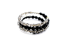 Load image into Gallery viewer, Black & Gray Beaded Wrap Bracelet